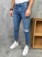 Muške farmerke plave boje slim fit PZR - Slika 4