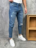 Muške farmerke plave boje slim fit PZR - Slika 7