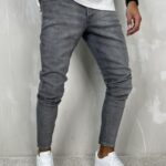 Muške sive farmerke slim fit PZR 9002