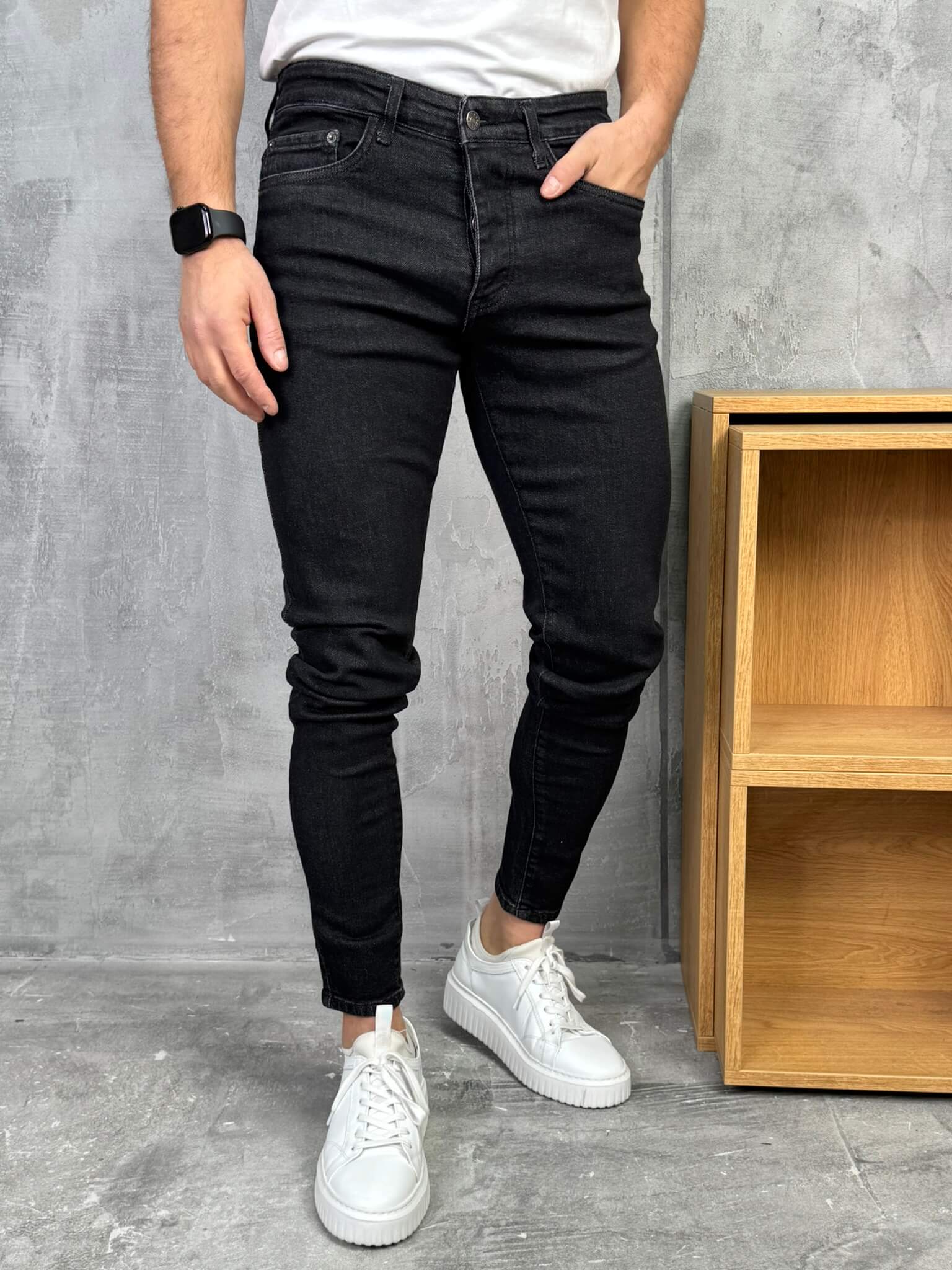 Muške crne slim fit farmerice PZR