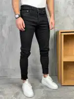 Muške jednobojne slim fit farmerice – klot model - Slika 22