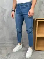 Muške jednobojne slim fit farmerice – klot model - Slika 12