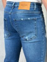 Muške plave slim fit farmerice – grebane - Slika 2