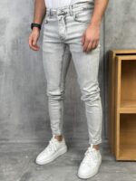 Muške slim fit svetlosive farmerice PZR model - Slika 4