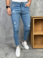 Muške svetlo plave slim fit farmerice PZR