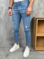 Muške svetlo plave slim fit farmerice PZR - Slika 7