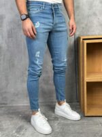 Muške svetlo plave slim fit farmerice PZR - Slika 5