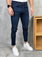 Muške tamno plave slim fit farmerice