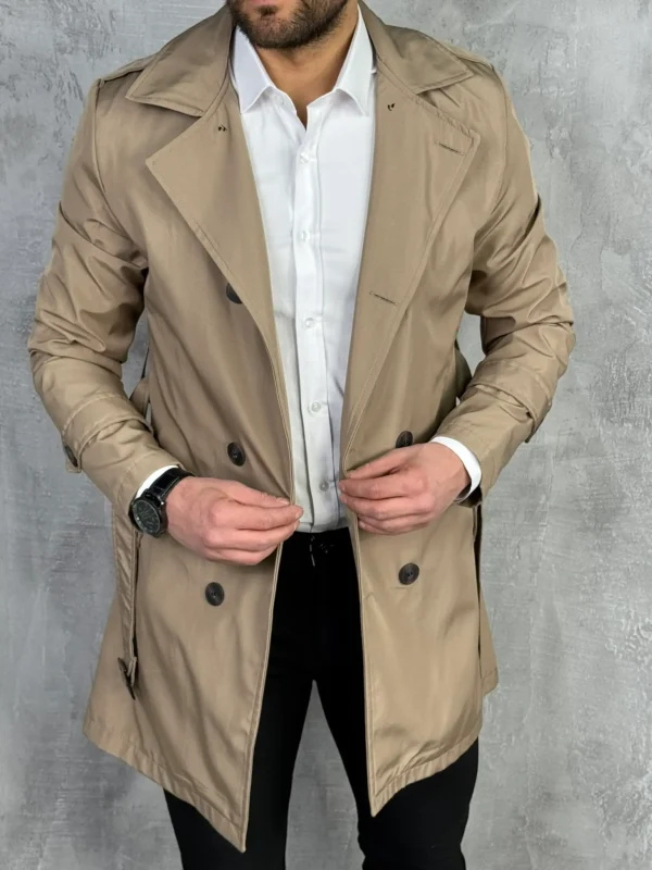 muski mantil elegantni sa kaisem braon djp9012 slika 5