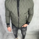 Prolećna jakna sa dva lica maslinasta-crna