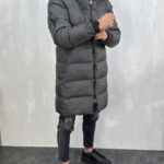 Muška topla i duga zimska jakna sa kapuljačom