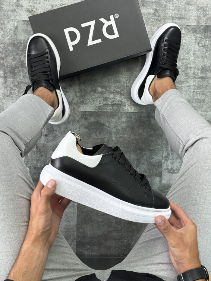 muske kozne patike 8440 crno bele 2
