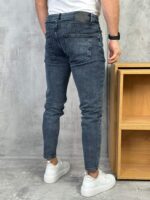 Muške tamnoplave slim fit farmerice – ispran jeans - Slika 4