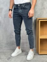 Muške tamnoplave slim fit farmerice – ispran jeans - Slika 3