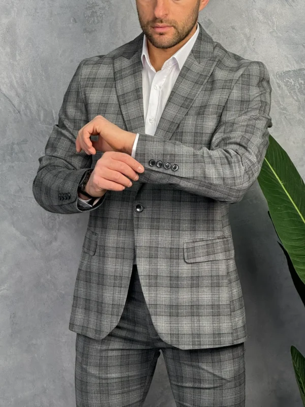 muski karirani sako sivi sportsko elegantni s030 slika 3