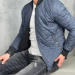 Prolećna jakna sa dva lica plava-crna