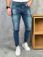 Muške slim fit farmerice sa grebanim detaljima – PZR - Slika 7