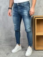Muške slim fit farmerice sa grebanim detaljima – PZR - Slika 6