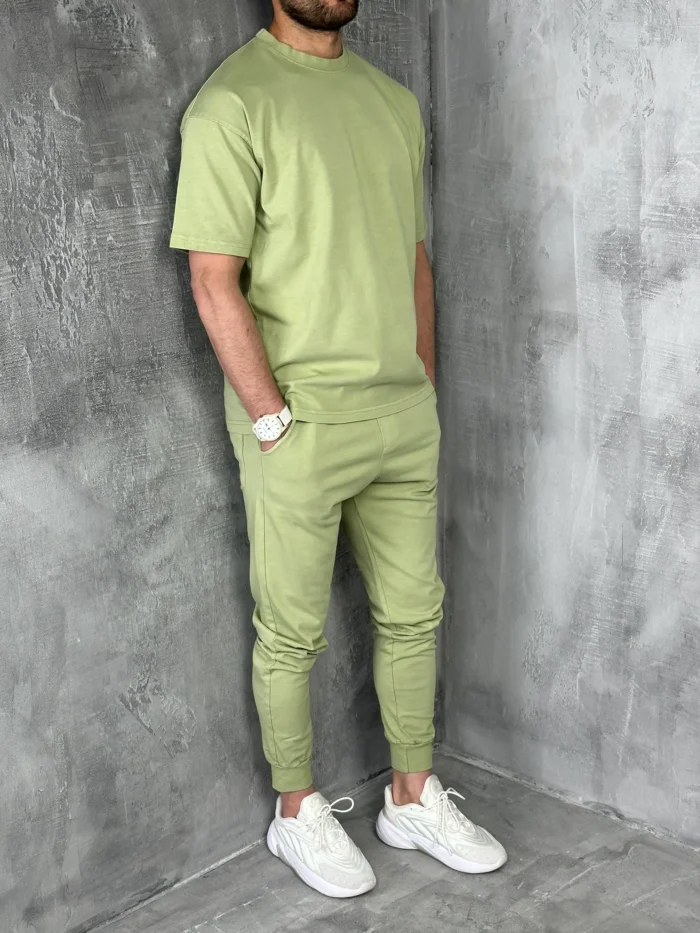 muska trenerka komplet pamucna mint zelena pzr5094 slika 7