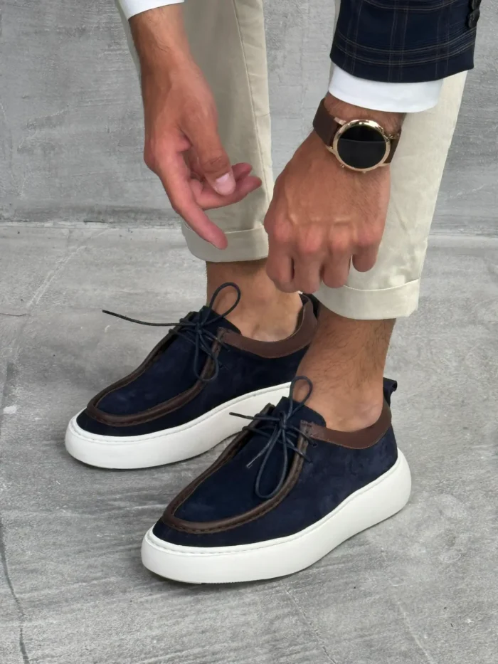muske cipele sebago kozne teget boja beli sportski djon ter8579 slika 1