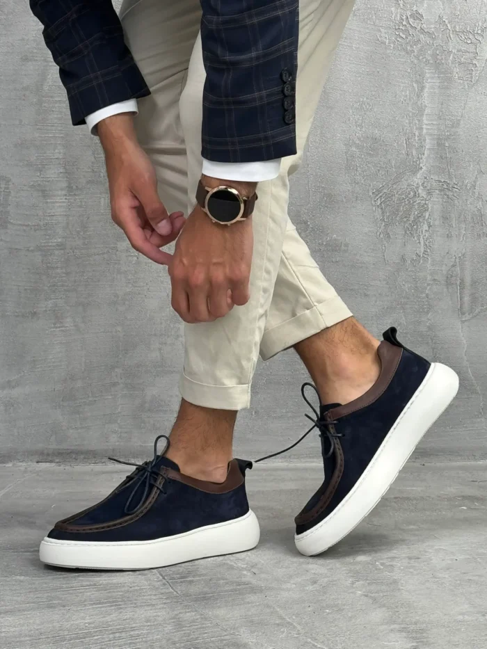 muske cipele sebago kozne teget boja beli sportski djon ter8579 slika 2