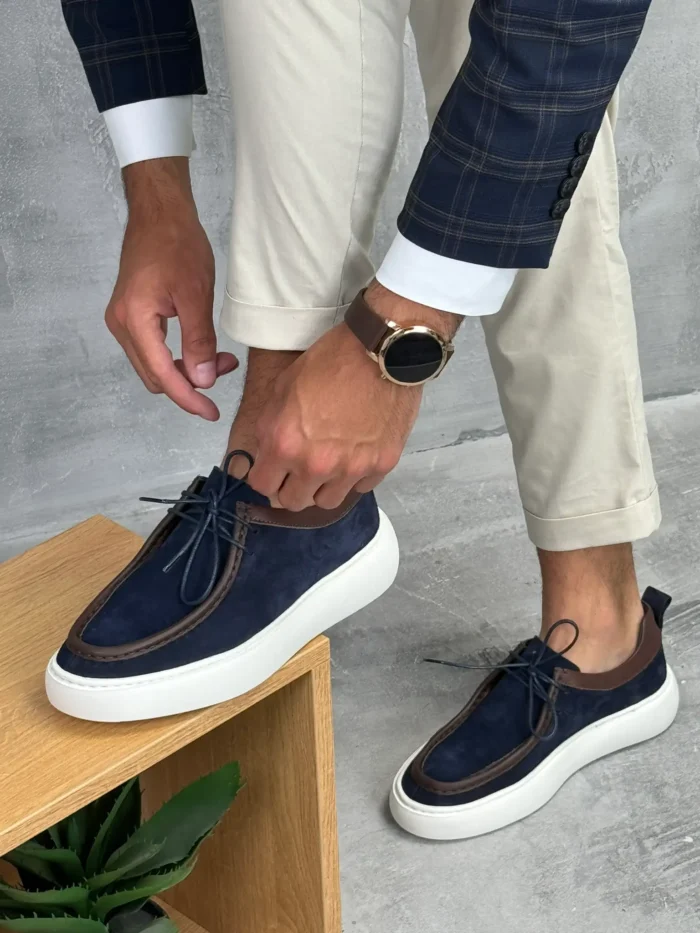 muske cipele sebago kozne teget boja beli sportski djon ter8579 slika 4