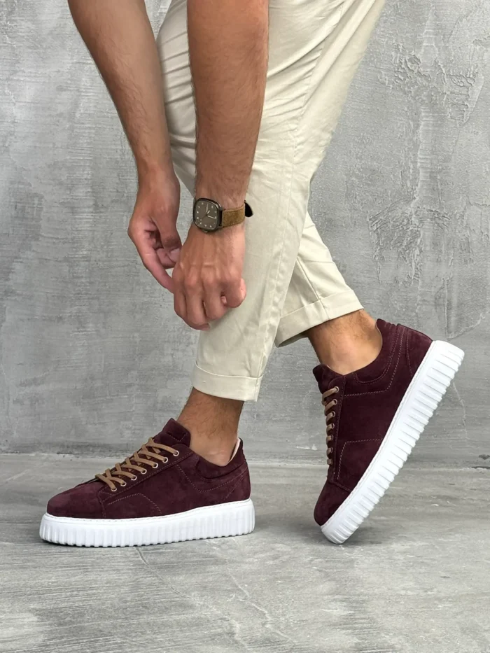 muske patike kozne bordo boja beli rebrasti djon dst8006 slika 3