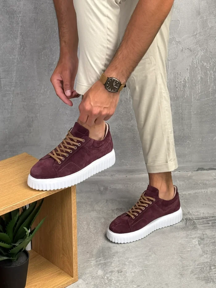 muske patike kozne bordo boja beli rebrasti djon dst8006 slika 4