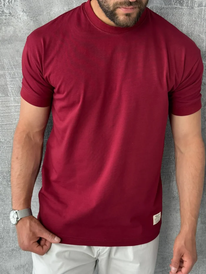 muska majica od tankog pamuka bordo pzr4502 slika 1