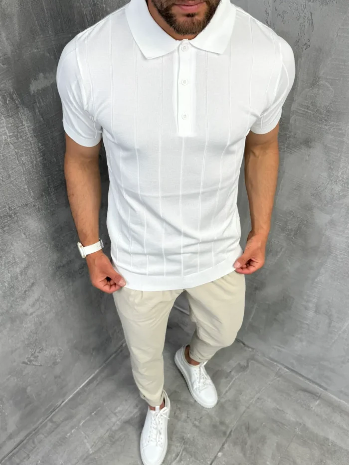 muska polo majica bela boja pletena pbk5032 slika 1