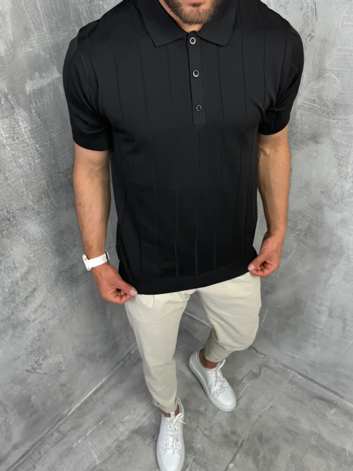 muska polo majica crna boja pletena pbk5032 slika 1
