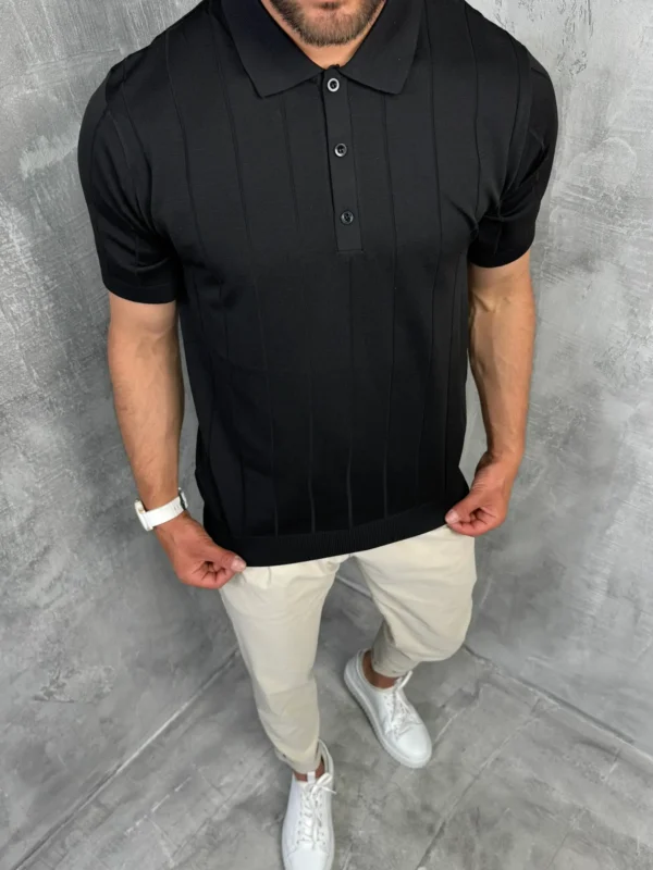 muska polo majica crna boja pletena pbk5032 slika 2