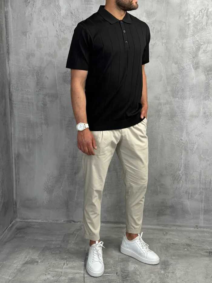 muska polo majica crna boja pletena pbk5032 slika 3