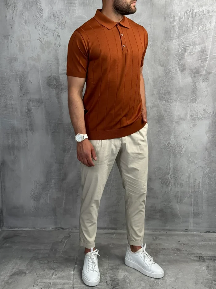 muska polo majica rust boja pletena pbk5032 slika 2