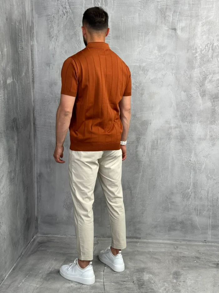 muska polo majica rust boja pletena pbk5032 slika 3