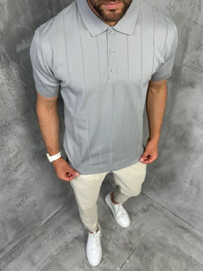 muska polo majica siva boja pletena pbk5032 slika 1