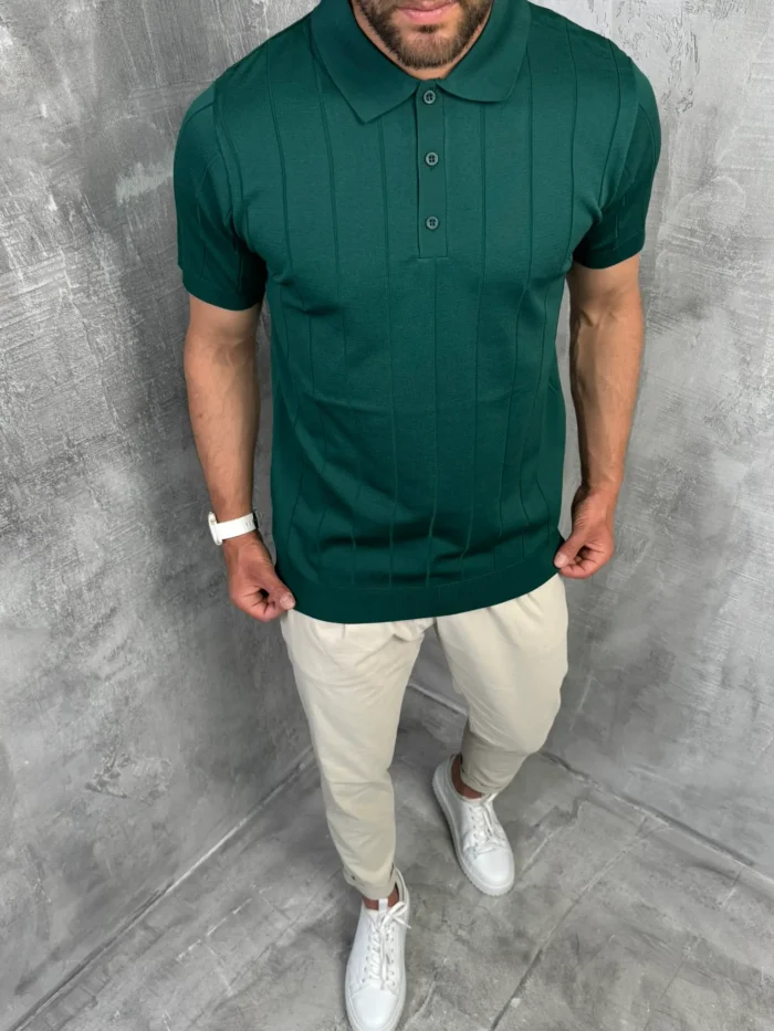 muska polo majica tamno zelena boja pletena pbk5032 slika 1