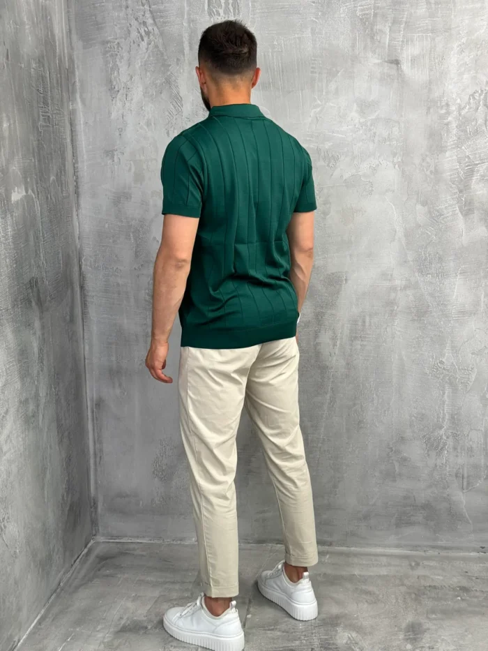 muska polo majica tamno zelena boja pletena pbk5032 slika 3