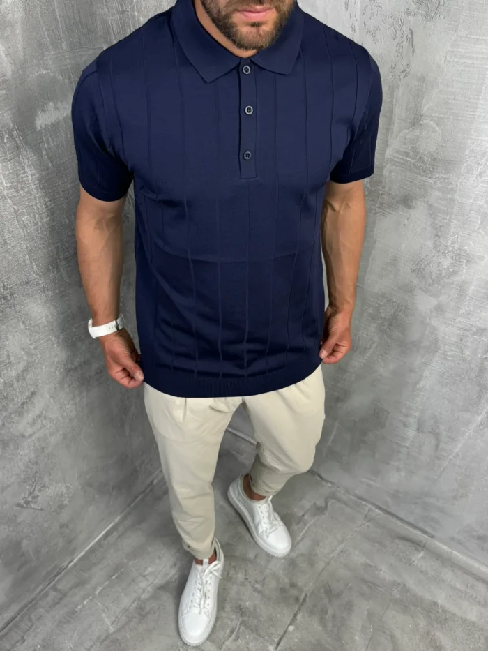 muska polo majica teget boja pletena pbk5032 slika 1