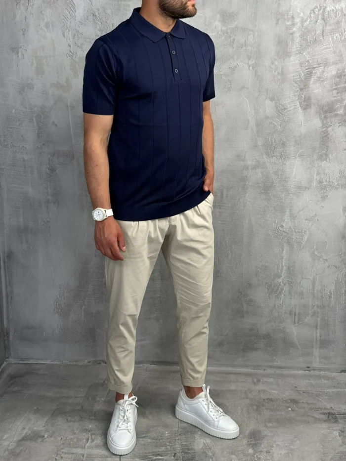 muska polo majica teget boja pletena pbk5032 slika 2