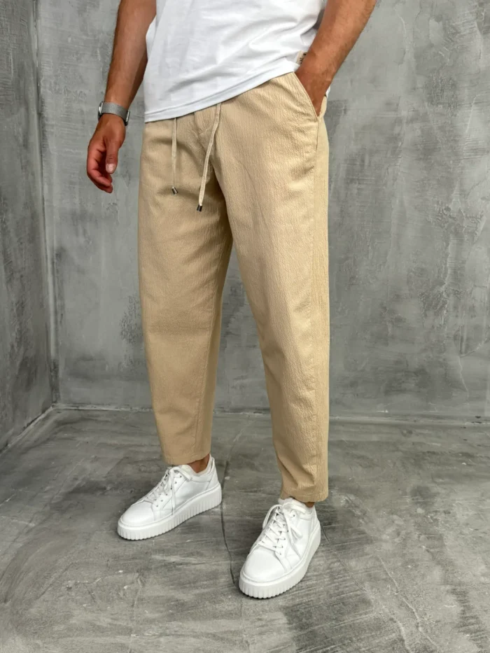 muske pantalone letnje siroke bez boja sa lastikom oko pojasa pzr5058 slika 1