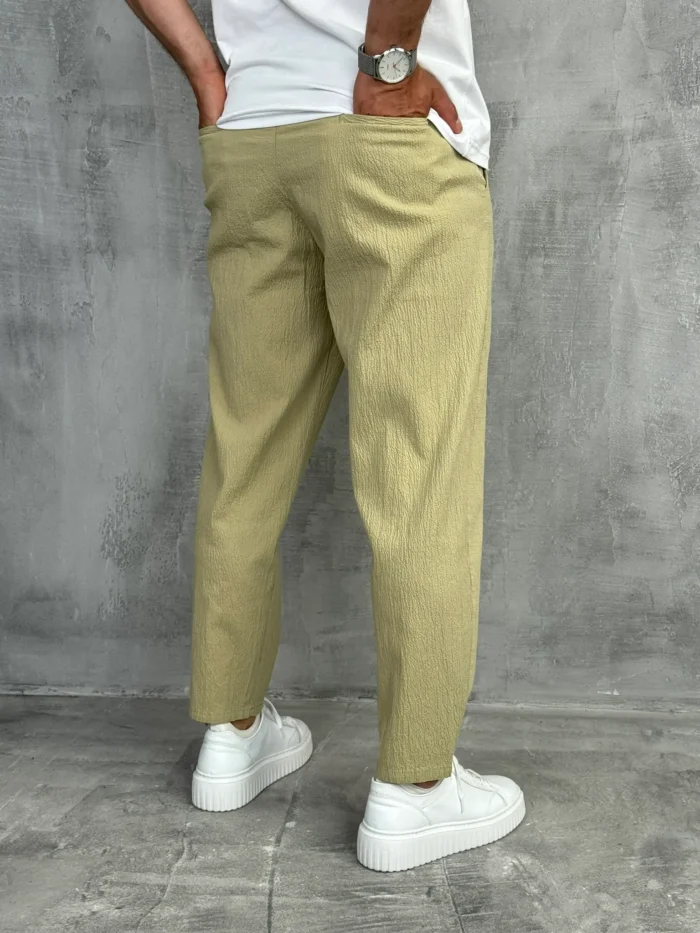 muske pantalone letnje siroke zelena boja sa lastikom oko pojasa pzr5058 slika 4