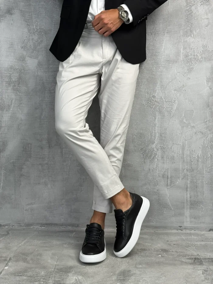 muske patike sportsko elegantne crne kozne sa belim djonom slika 5