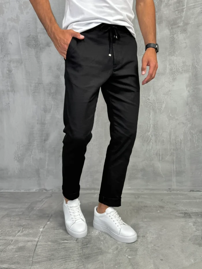 letnje pantalone muske crne pamucne pzr5060 slika 1