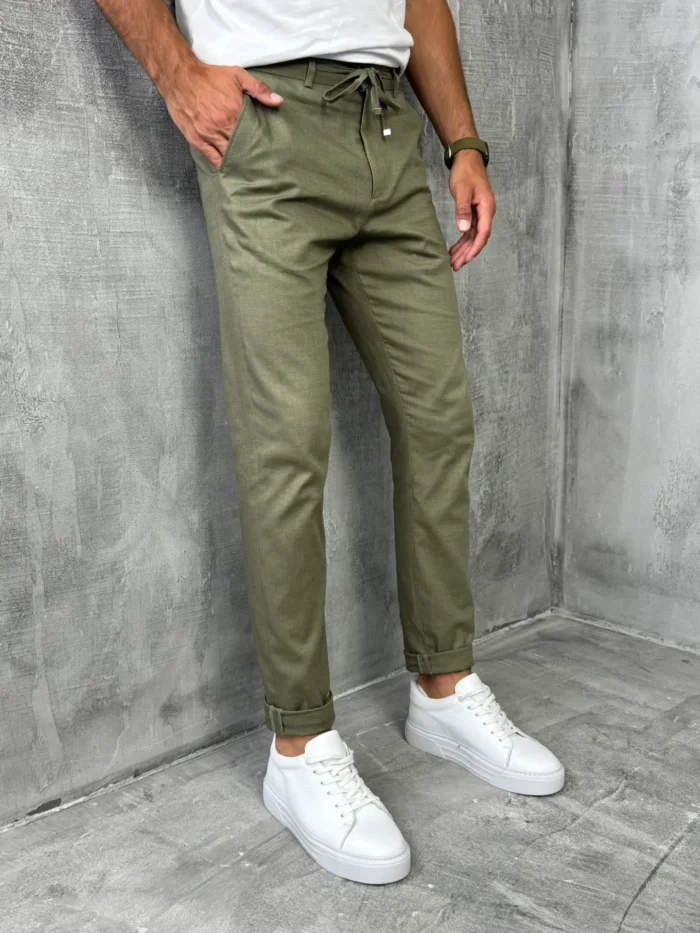 letnje pantalone muske maslinaste pamucne pzr5060 slika 2