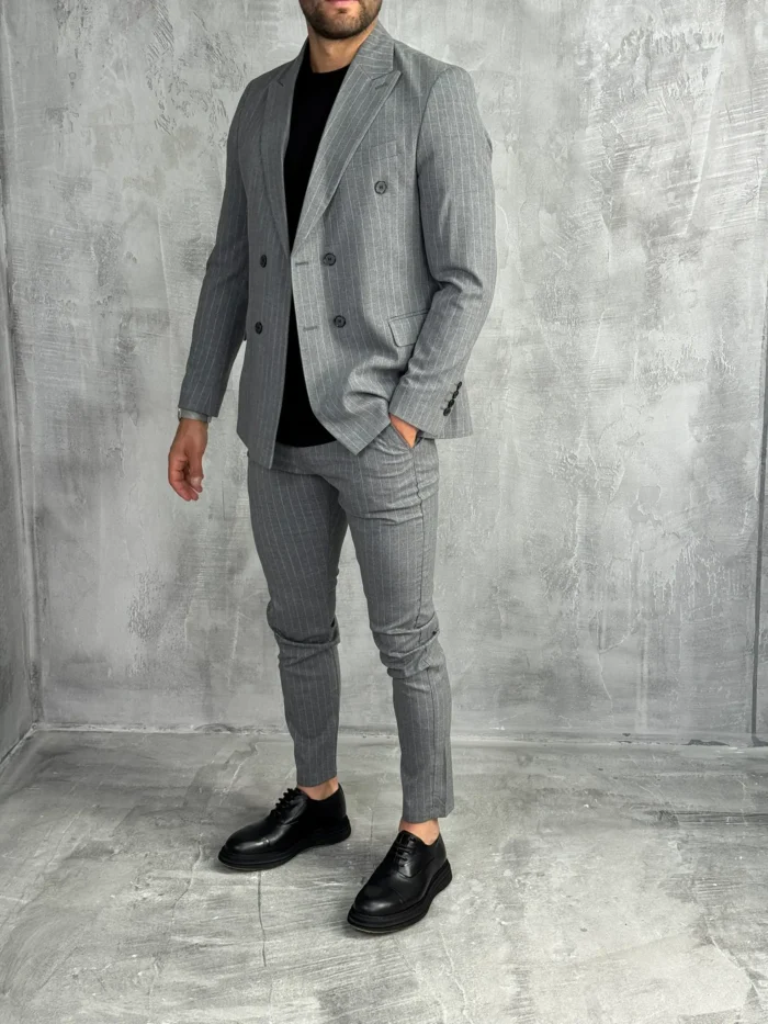 musko odelo na pruge sivo sportsko elegantno duplo kopcanje pzr7881 slika 4