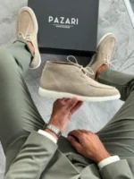 Muške poluduboke cipele od brušene kože – casual model