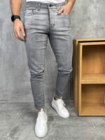 Muške sive slim fit farmerice - Slika 7