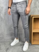 Muške sive slim fit farmerice - Slika 5