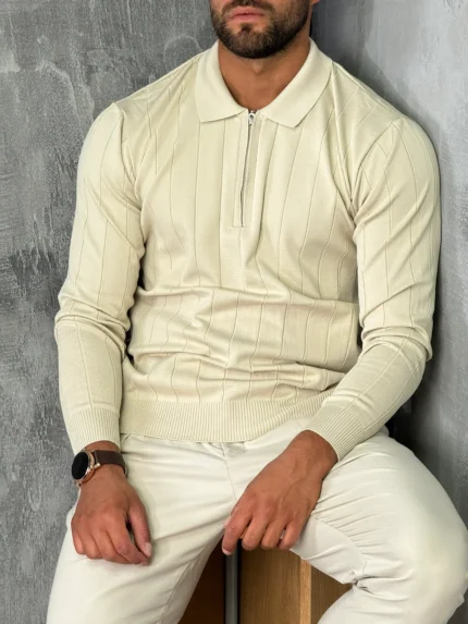 Polu-zip džemper elegantnog kroja PBK5125